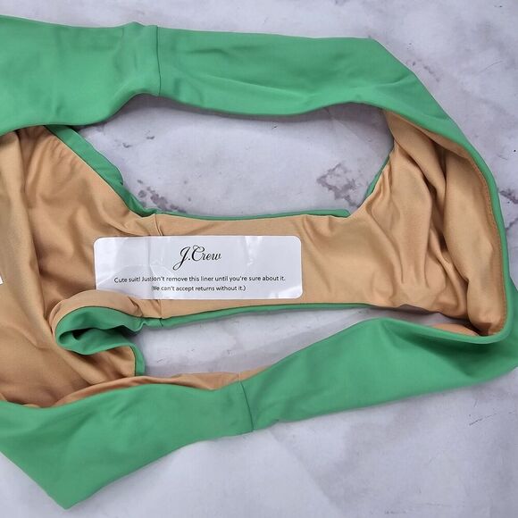 J Crew Swim Bottom XL Green Curved Waist Bikini High Cut Cheeky Mid Kelly BC125 - Picture 9 of 10